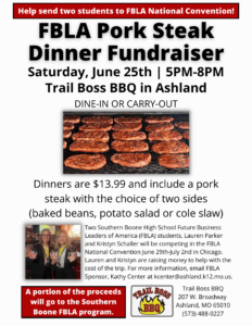 FBLA Pork Steak Dinner Fundraiser @ Trail Boss BBQ